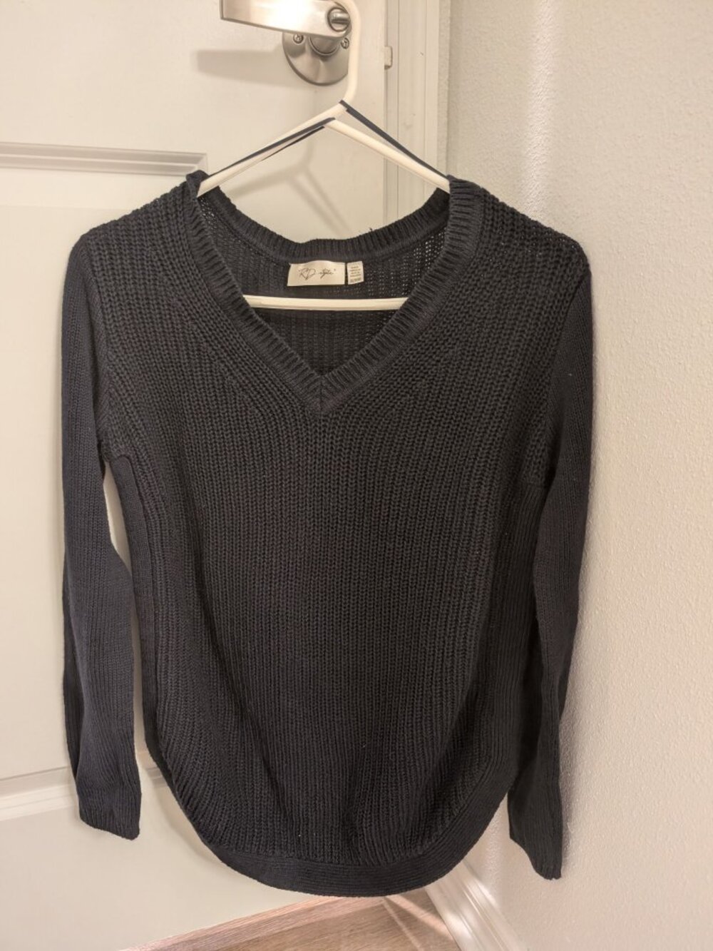 RD Style Dark Navy Chunky Knit V-Neck Sweater XS
